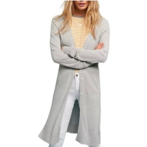 Anthropologie Sweaters - Anthropologie Meadow Rue Sweater Size XS Cali Cardigan Duster Gray Ribbed $98